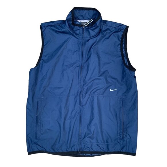 VINTAGE 90s Nike Jacket Vest Large Navy Blue - Picture 1 of 4